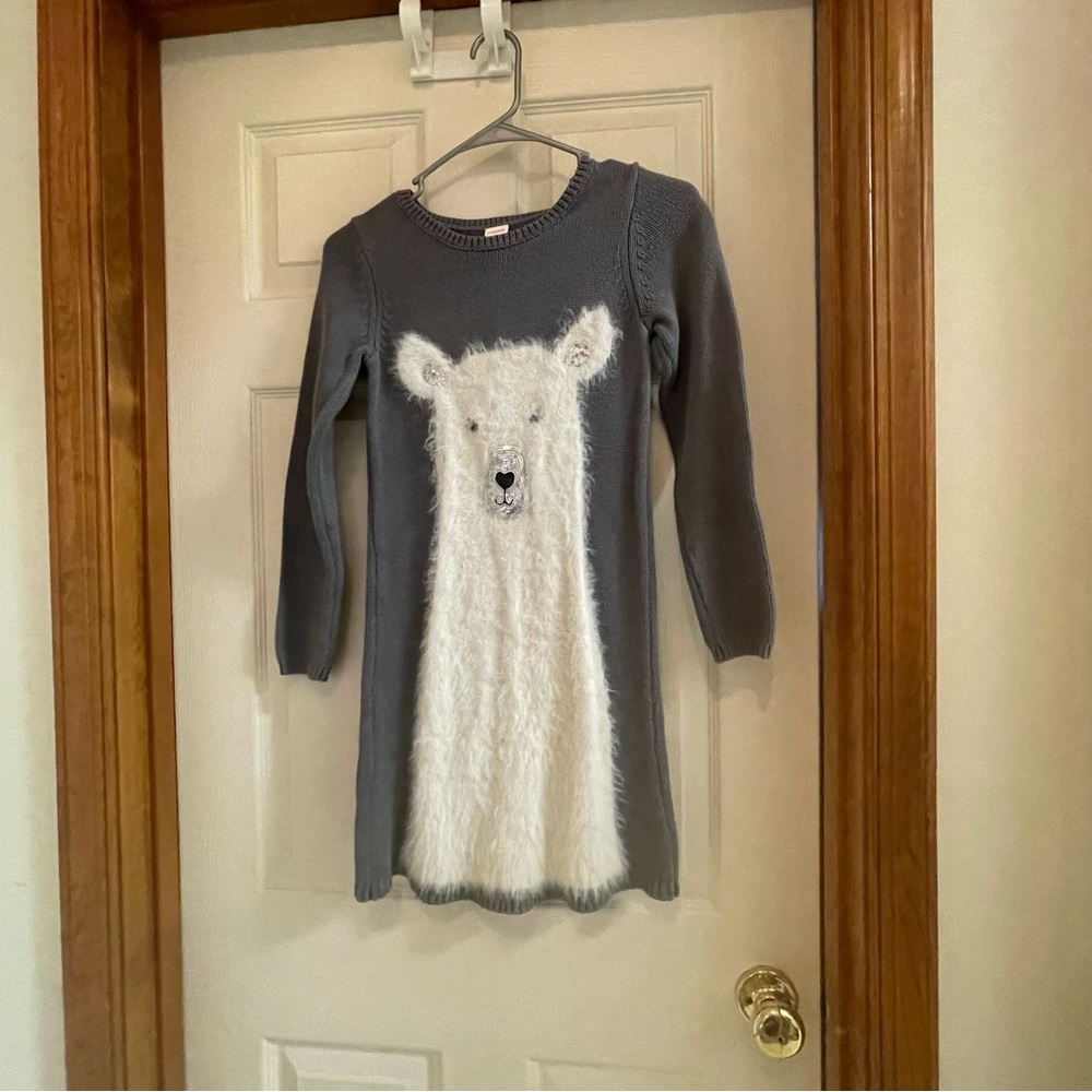 Girls Gymboree Grey & White Polar Bear Long Knit Sweater Dress - Picture 12 of 12